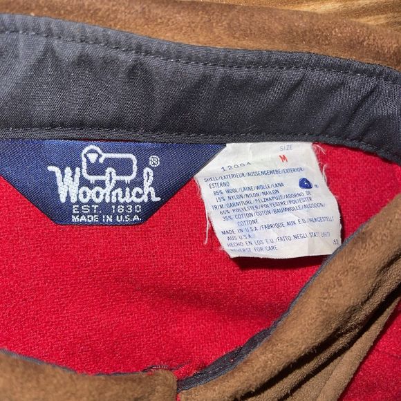 Vintage Woolrich Wool Button Shirt Red Collar Size Medium - Picture 7 of 10